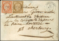 10c. bistre-jaune + 40c. orange cancelled PC 2712 on letter stamped ...