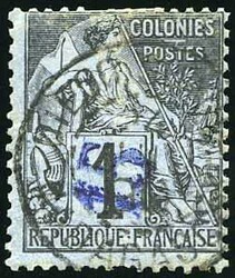 15c. on 1c. black or azure. cancelled Very Fine. (Estimate 135€)