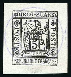 5c. grey-black + Tax n°1: 5c. purple. cancelled SuperFine. (Estimate ...