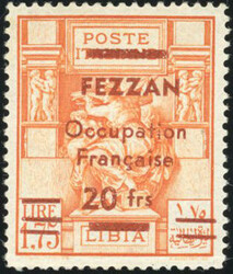 20F. on 1l.75 orange. SuperFine. (Estimate 7350€)