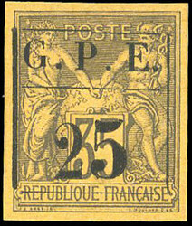 25 on 35c. violet-noir on jaune. Variété 25 avec gros "5". ...