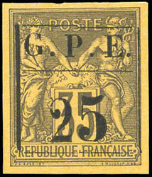 25 on 35c. violet-noir on jaune. Variété 25 avec gros "5". ...