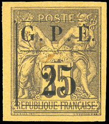 25 on 35c. violet-noir on jaune. Variété accent grave sur le "E". ...