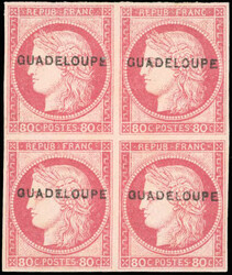 80c. rose. Bloc de 4. Quelques traces de rouseur au verso. SuperFine. ...