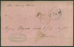 Précurseur. Lettre frappée du graImperforate Post mark BUREAU DE ...
