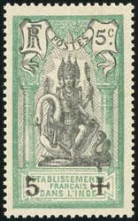 5c. + 5c. vert et noir. Surcharge noire. SuperFine. (Prix estimé ...