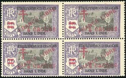 4ca. on 6fa. 6ca. violet et noir. Bloc de 4 + bloc de 9. SuperFine. ...