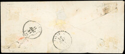 10c. bistre-jaune + 40c. orange cancelled grille on letter stamped ...