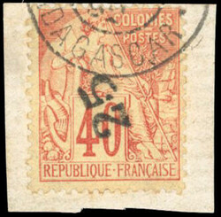 25 on 40c. red-orange. Vertical overload. cancelled on fragment. ...