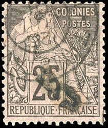 5 on 25c. black or pink. Oblique overload. cancelled SuperFine. ...