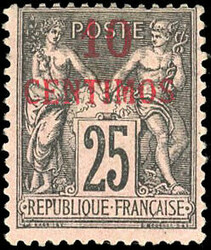 10c. on 25c. black or pink. WRONG. SuperFine. (Estimate 1400€)