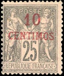 10c. on 25c. pink or black. WRONG. Very Fine. (Estimate 1400€)