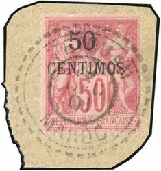 50c. on 50c. cancelled Post mark TETOUAN - MOROCCO on small fragment. ...