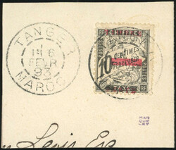 10c. black. cancelled TANGIER of 6 February 1893 on small fragment. ...