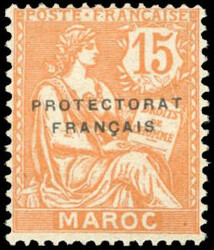 15c. on 15c. orange. Without Arabic overload. SuperFine. (Estimate ...