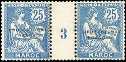 25c. blue. Pair with Millésime 3. No Arabic overload. SuperFine. ...