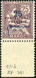 25c. violet-brun. Double surcharge (noire + rouge). Very Fine. (Prix ...