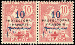 +5c. on 10c. pink. Horizontal pair ''Red Cross'' including 1 stamp ...