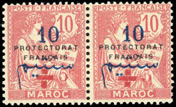 +5c. on 10c. pink. Horizontal pair ''Red Cross'' including 1 stamp ...