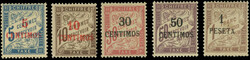 Tax stamps. 5 values. Complete series. SuperFine. (Estimate 545€)