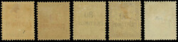 Tax stamps. 5 values. Complete series. SuperFine. (Estimate 545€)