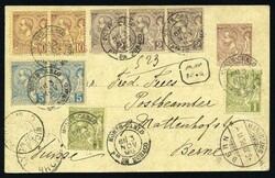 4 selected postcards, franked with stamps from Albert 1st to foreign ...