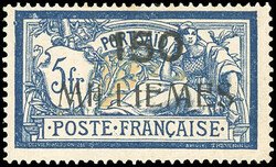 150m. on 5F. blue and buff. "1" instead of "I" in MILLIEMES. ...