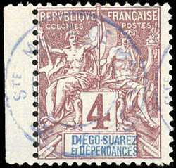 Stamp of DIEGO SUAREZ n°27, 4c. lilac-brown on grey, small Sheet ...