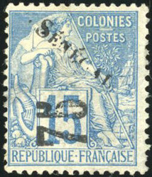 75 on 15c. blue. Very Fine. (Estimate 580€)