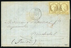 Pioneer. Stamp of France. Pair of the 30c. cancelled 5107 minted with ...