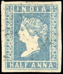 Half Anna, 1854. 4 values ''Ornate bun''. Some retouch. SuperFine
