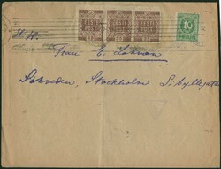 35k. BaImperforatee de 3 + 10p. cancelled on letter to STOCKHOLM - ...
