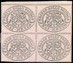 1/2Fine. grey-lilac. Block of 4, with double fillet Superber. 1 light ...