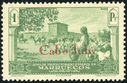 1p. vert. Surcharge rouge. SuperFine. (Prix estimé 225€)