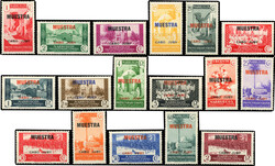 Sf n°67A. Série de 17 valeurs. Surcharge ''MUESTRA'' SuperFine. R