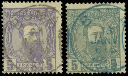 5F. violet + 5F. grey. cancelled Very Fine. (Estimate 715€)