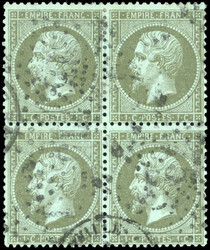 1tsp. olive-green. Block of 4. cancelled Very Fine. (Estimate 500€)