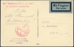 Poste Aérienne. Zeppelin LZ 127. Vol vers la SUISSE. Pli posté en ...