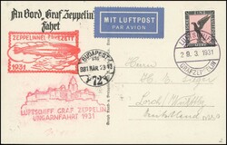 Airmail. Zeppelin LZ 127. First flight HUNGARY + demonstration ...