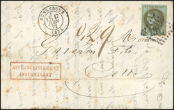 1c. olive cancelled GC 1364 on letter stamped with the Post mark of ...