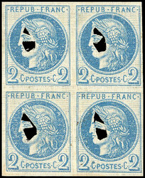 Try of the 2c. in blue with a cushion cut-out on canvas paper. Block ...