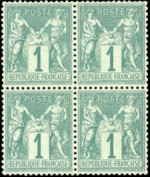 1c. green. Block of 4. Postal freshness and exceptional centering. ...