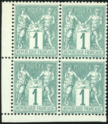 1c. green. Block of 4 with leaf corner. SuperFine. (Estimate 1200€)