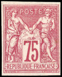 75c. carmine. Imperforate. SuperFine. (Estimate 850€)
