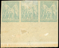 10c. green. BaImperforatee of 3 on fine paper. Imperforate. Front and ...