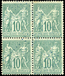 10c. green. Block of 4. cancelled SuperFine. (Estimate 2500€)