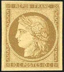 10c. bistre-jaune. SuperFine. (Estimate 3200€)