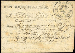 LE DAGUERRE. Printed form ''FRENCH REPUBLIC'' stamped with the Post ...