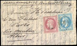 80c. Lauré (20c. remplacé), on lettre manuscrite de BORDEAUX du 2 ...