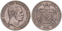 Ernst I., 1853-1908, Taler, 1864 B, AKS 61, Jaeger 113, vorderseitig ...